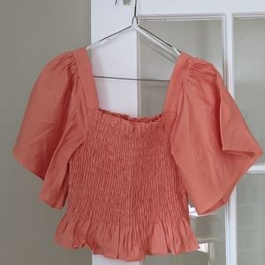 Lulus peach flutter shoulder top - M